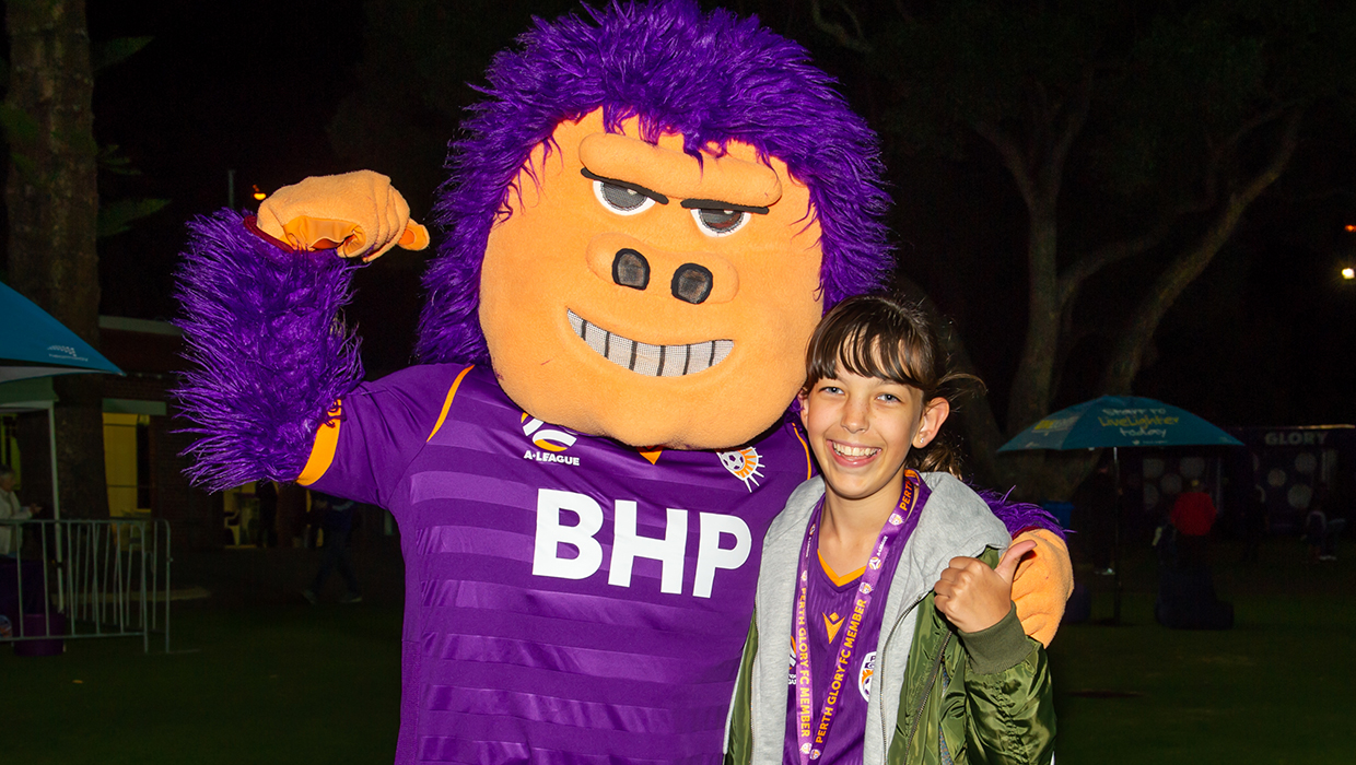 Glory v Adelaide May 2021 - VIP - Member with George Gorilla